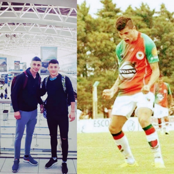 Maximiliano Romero rumbo a Croacia, lo acompaña Valentín Álvarez Cief